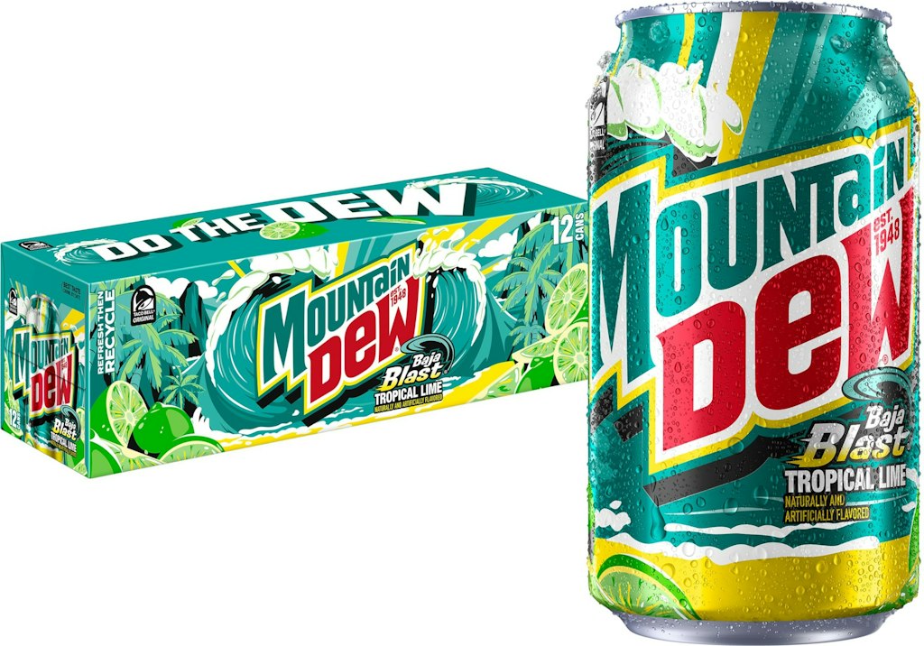 Mountain Dew Baja Blast 12-oz. Can 12-Pack: 3 for $13 Mountain Dew Baja Blast 12-oz. Can 12-Pack: 3 for $13