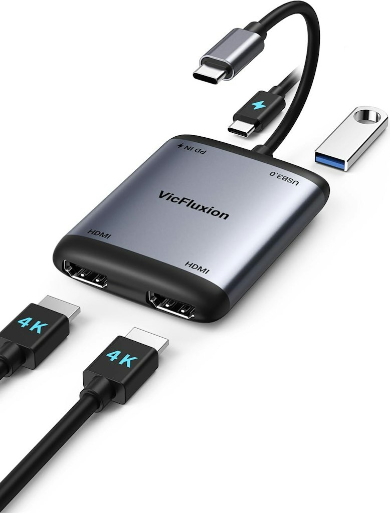 USB-C to Dual HDMI Adapter w/ 90W PD Charging: $20