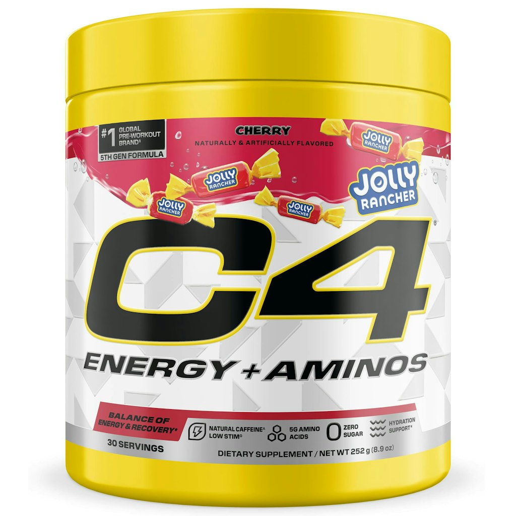 C4 Energy + Aminos Jolly Rancher Cherry 30-Serving Powder: $19 via Sub & Save C4 Energy + Aminos Jolly Rancher Cherry 30-Serving Powder: $19 via Sub & Save
