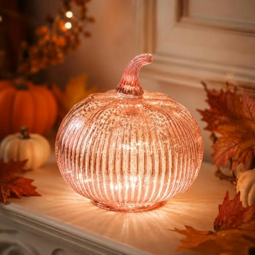 Rose Gold Glass Pumpkin Light: $21.25 Rose Gold Glass Pumpkin Light: $21.25