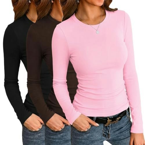 Zeagoo Women's Long Sleeve Fitted Tee 3-Pack: $21.84 Zeagoo Women's Long Sleeve Fitted Tee 3-Pack: $21.84