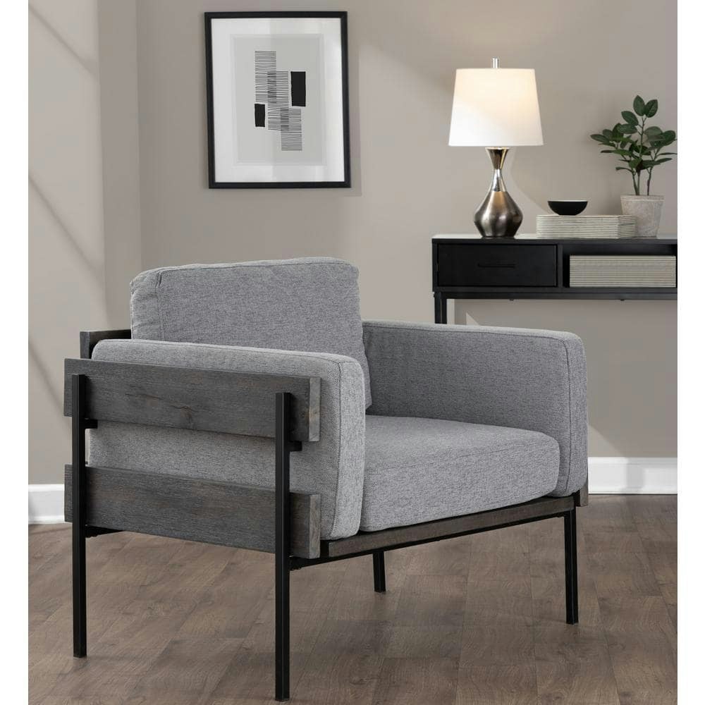 Kari Grey Wood and Black Metal Accent Chair: $425