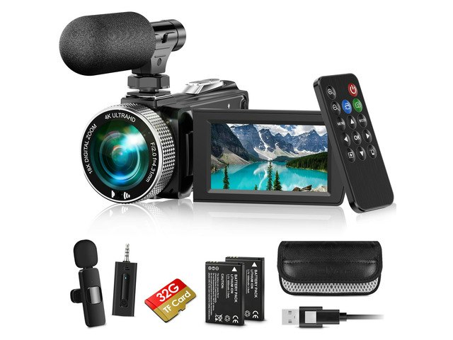 4K 48MP Vlogging Camcorder with 32GB SD Card: $128.99 4K 48MP Vlogging Camcorder with 32GB SD Card: $128.99