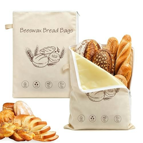 Aongan 17x13-Inch Organic Linen Beeswax Bread Bags 2-Pack: $19.54