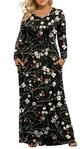 Longyuan Women's Plus Size Long Sleeve Maxi Dress: $26.33