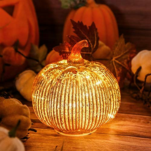Gold Mercury Glass Pumpkin Light: $21.25
