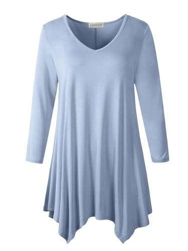 Larace Plus Size V-Neck 3/4 Sleeve Tunic Top: $22.09 Larace Plus Size V-Neck 3/4 Sleeve Tunic Top: $22.09
