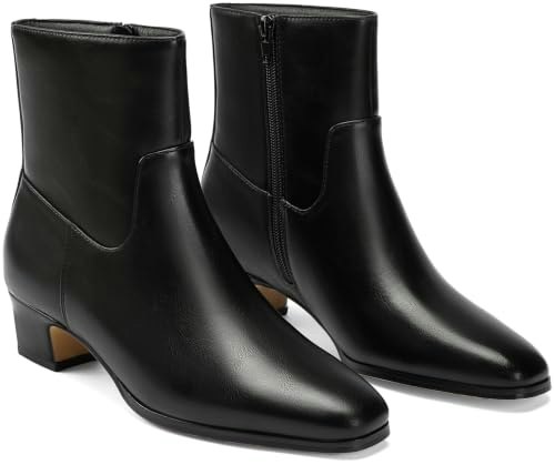 Dobolin Women's Wide Width Square Toe Chunky Low Heel Ankle Boots: $42.98