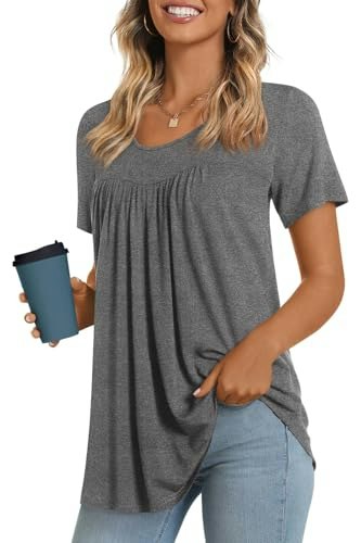 Longyuan Women's Casual Short Sleeve Tunic Blouse: $14.44