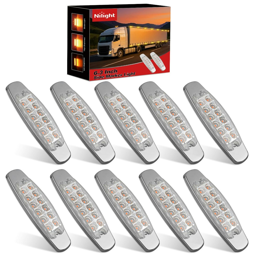 Nilight 6.3" Amber Rectangle Side Marker Lights 10-Pack: $15