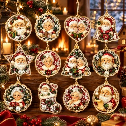 Oftery 12-Piece DIY Christmas Pearl Diamond Painting Ornament Kit: $12.99