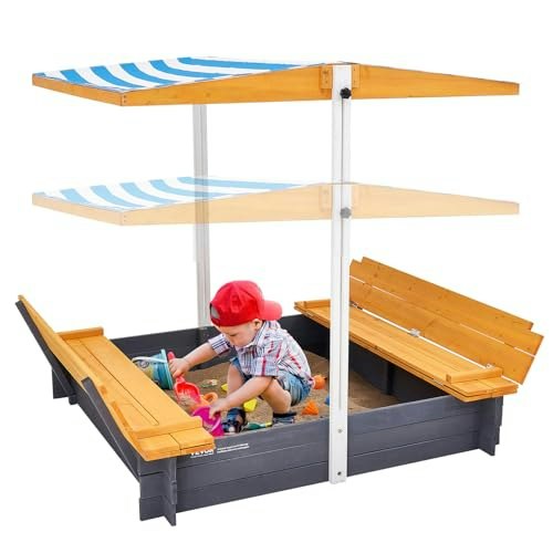 Vevor 57\" x 47\" Wooden Sandbox with Canopy: $103.60 Vevor 57\" x 47\" Wooden Sandbox with Canopy: $103.60