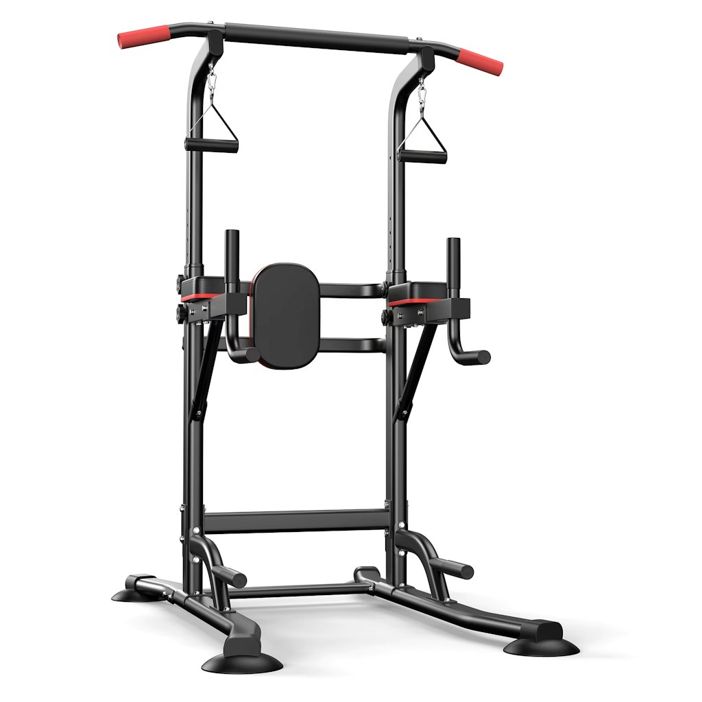 Power Tower w/ Resistance Bands and Dip Station: $45.03