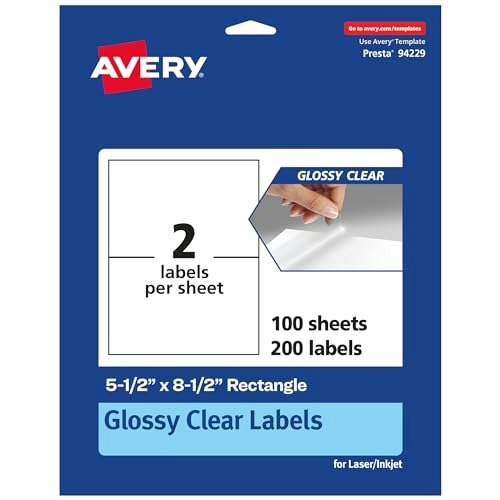 Avery 5.5" x 8.5" Glossy Clear Rectangle Labels 200-Pack: $112.47 Avery 5.5" x 8.5" Glossy Clear Rectangle Labels 200-Pack: $112.47