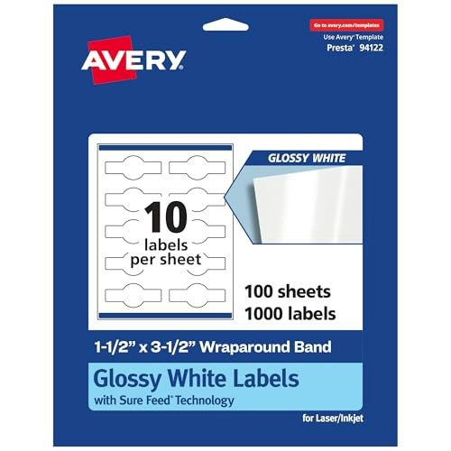 Avery 1.5" x 3.5" Glossy White Wraparound Band Labels 1,000-Count: $113.99 Avery 1.5" x 3.5" Glossy White Wraparound Band Labels 1,000-Count: $113.99