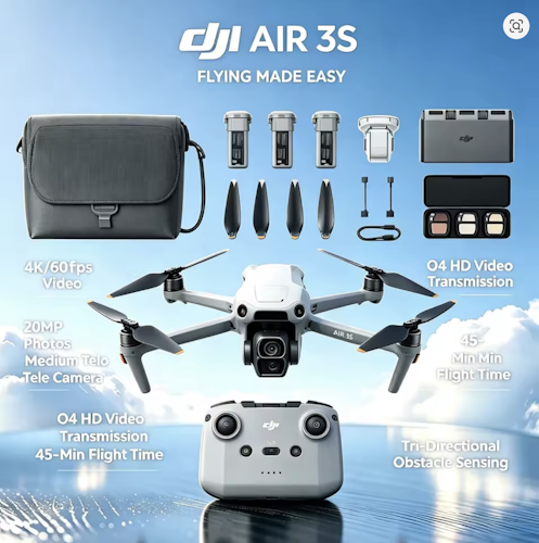 Open-Box DJI Air 3S Drone with RC-N3 Fly More Combo for $966