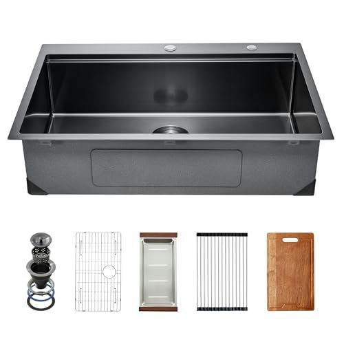Vevor 33-Inch Stainless Steel Drop-In Kitchen Sink: $188.91 Vevor 33-Inch Stainless Steel Drop-In Kitchen Sink: $188.91