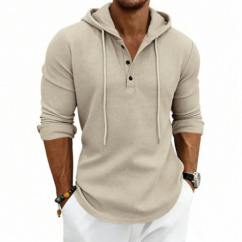 Men's Waffle Knit Hooded Henley for 2 for $12 + $18 shipping