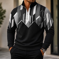 Men's Geometric Stand Collar Zip Sweatshirt for 2 for $18 + $18 shipping