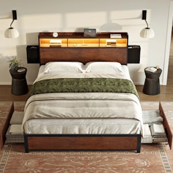 17 Stories Livia Queen Platform Bed Frame w/ Charging Station & LED Light for $254 + free 2-day shipping