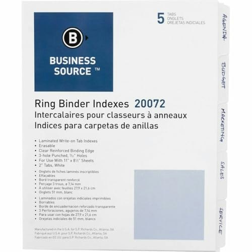 Business Source 5-Tab 3-Ring Index Dividers: $2.12 Business Source 5-Tab 3-Ring Index Dividers: $2.12
