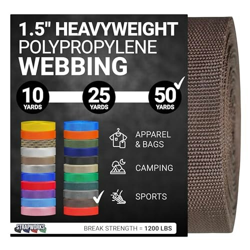 Strapworks 1.5-Inch x 50-Yard Heavyweight Polypropylene Webbing: $28.08 Strapworks 1.5-Inch x 50-Yard Heavyweight Polypropylene Webbing: $28.08