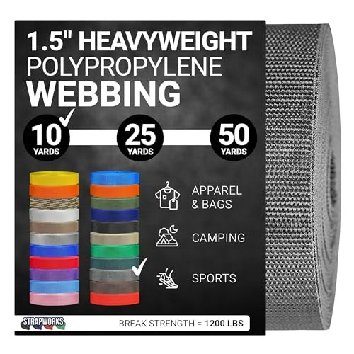Strapworks 1.5-Inch x 10-Yard Heavyweight Polypropylene Webbing: $12.57 Strapworks 1.5-Inch x 10-Yard Heavyweight Polypropylene Webbing: $12.57