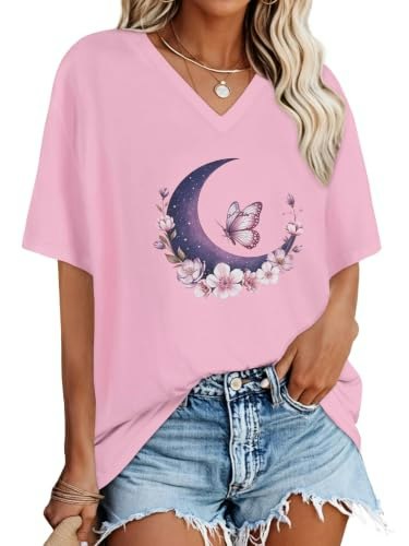 Women's V-Neck Floral Butterfly Graphic T-Shirt: $14.99 Women's V-Neck Floral Butterfly Graphic T-Shirt: $14.99