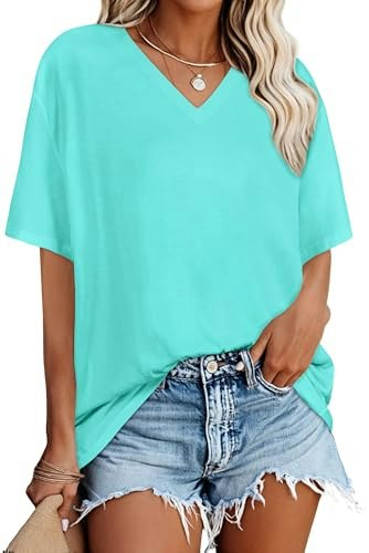 Women's V-Neck Oversized Summer T-Shirt: $11.04