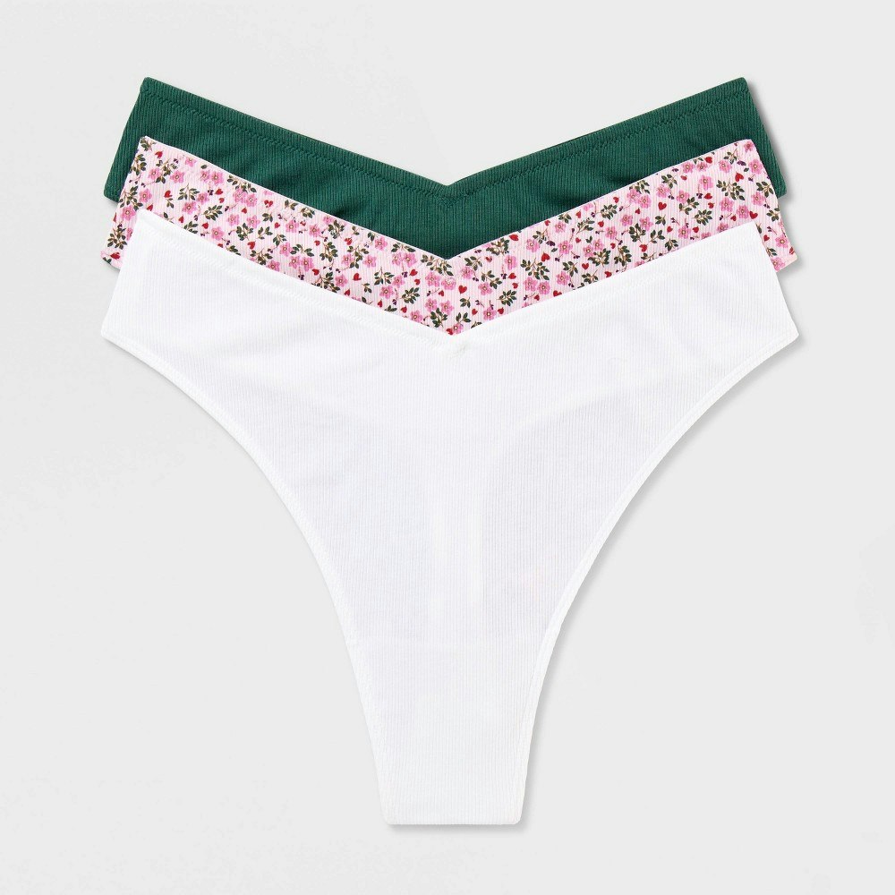 Wild Fable Women's Cotton Ribbed Thongs 3-Pack: $15 Wild Fable Women's Cotton Ribbed Thongs 3-Pack: $15