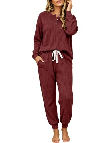 Ekouaer Women's Long Sleeve Knit Pajama Set: $27.98 Ekouaer Women's Long Sleeve Knit Pajama Set: $27.98
