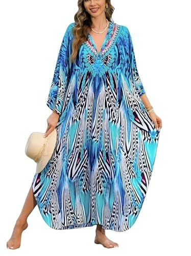 Women's Plus Size Animal Print V-Neck Batwing Kaftan Cover-Up: $16.99 Women's Plus Size Animal Print V-Neck Batwing Kaftan Cover-Up: $16.99