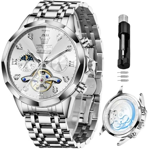 Olevs Automatic Skeleton Mechanical Men's Watch: $116