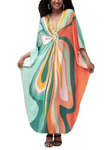 Women's Plus Size Animal Print V-Neck Batwing Kaftan Cover-Up: $16.99 Women's Plus Size Animal Print V-Neck Batwing Kaftan Cover-Up: $16.99