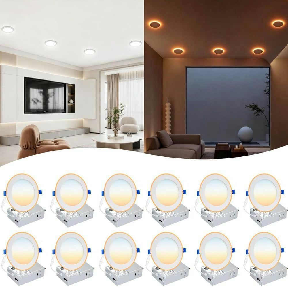 4-Inch 5CCT Slim Dimmable LED Recessed Downlight Kit 12-Pack: $74.16