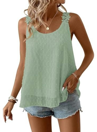 Falechay Women's Swiss Dot Sleeveless Tank Top: $22.07 Falechay Women's Swiss Dot Sleeveless Tank Top: $22.07