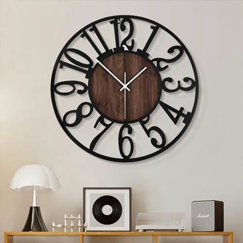 20-Inch Decorative Metal and Wood Wall Clock: $39.94