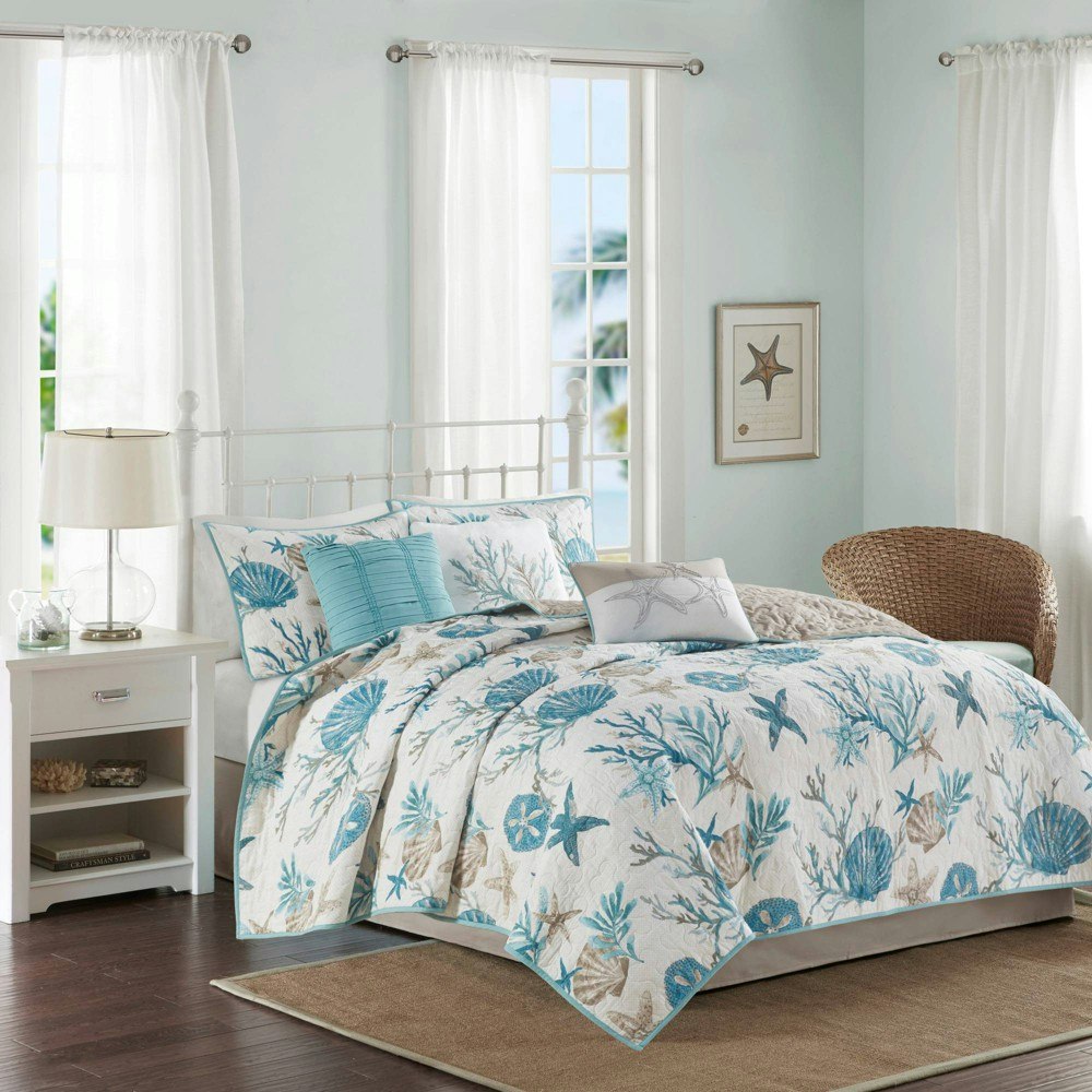 Madison Park Ocean View Full/Queen Cotton Sateen Reversible Coverlet Set 6-Piece: $90.99 Madison Park Ocean View Full/Queen Cotton Sateen Reversible Coverlet Set 6-Piece: $90.99