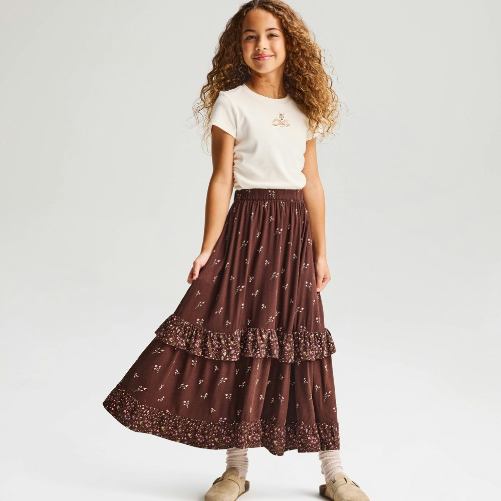Cat & Jack Girls' Tiered Floral Maxi Skirt: $20 Cat & Jack Girls' Tiered Floral Maxi Skirt: $20