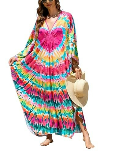 Women's Plus Size Animal Print V-Neck Batwing Kaftan Cover-Up: $16.99