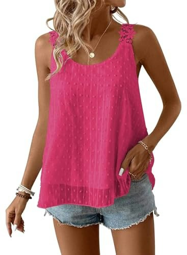 Falechay Women's Swiss Dot Sleeveless Tank Top: $22.06 Falechay Women's Swiss Dot Sleeveless Tank Top: $22.06