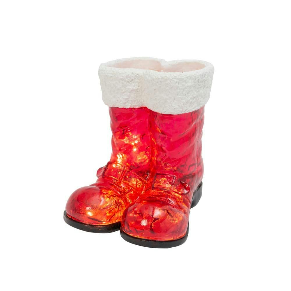 16.3-Inch Lighted Resin Santa Boots with 10 LED Lights: $149 16.3-Inch Lighted Resin Santa Boots with 10 LED Lights: $149