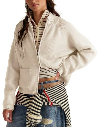 Haellun Women's Zip-Up Ribbed Knit Cardigan: $31.97 Haellun Women's Zip-Up Ribbed Knit Cardigan: $31.97