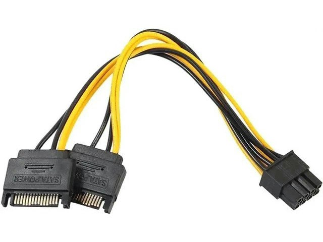 8-Inch Dual 15-Pin SATA to 8-Pin PCIe GPU Power Adapter Cable: $10.10