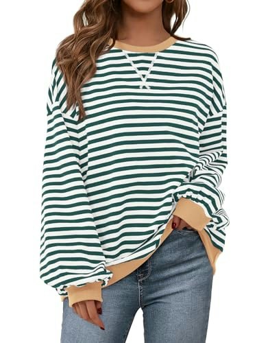 Prettygarden Women's Striped Oversized Sweatshirt: $22.98 Prettygarden Women's Striped Oversized Sweatshirt: $22.98