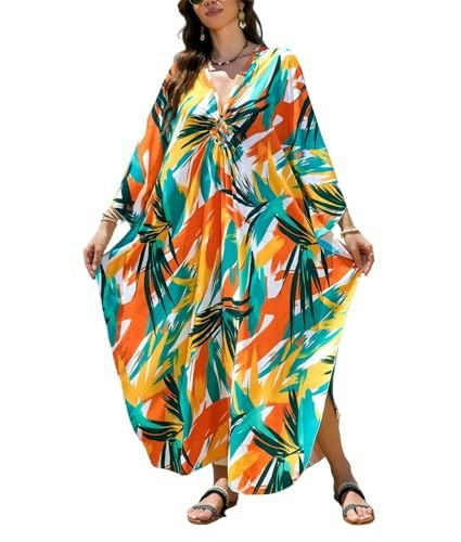 Women's Plus Size Animal Print V-Neck Batwing Kaftan Cover-Up: $14.99 Women's Plus Size Animal Print V-Neck Batwing Kaftan Cover-Up: $14.99