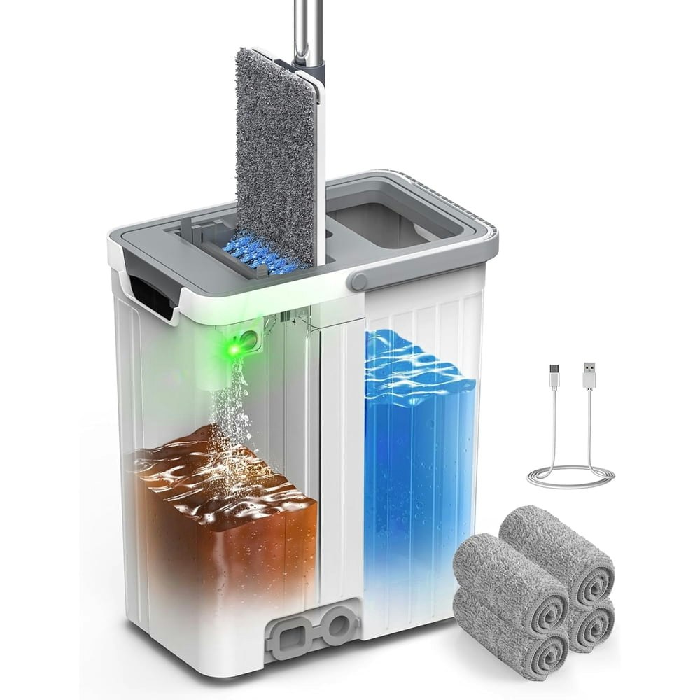 Mop and Bucket System with 4 Microfiber Pads: $46.99 Mop and Bucket System with 4 Microfiber Pads: $46.99