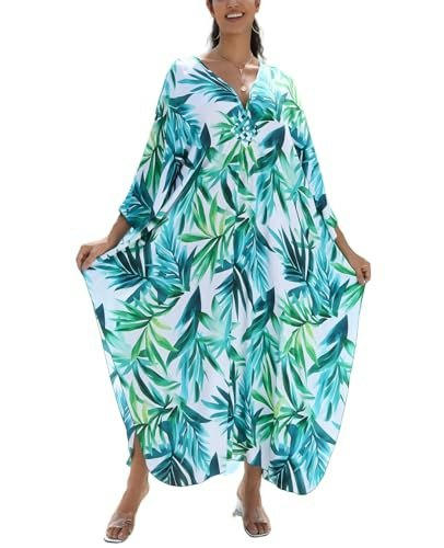 Imagekope Women's Plus Size Animal Print V-Neck Kaftan Cover-Up: $14.99 Imagekope Women's Plus Size Animal Print V-Neck Kaftan Cover-Up: $14.99