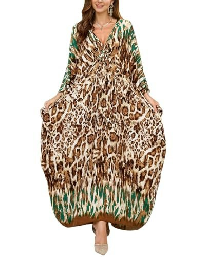 Women's Plus Size Animal Print V-Neck Batwing Kaftan Cover-Up: $16.97 Women's Plus Size Animal Print V-Neck Batwing Kaftan Cover-Up: $16.97