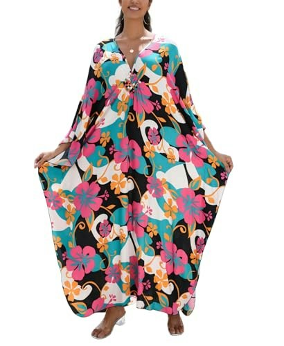 Women's Plus Size Animal Print V-Neck Batwing Kaftan Cover-Up: $14.98 Women's Plus Size Animal Print V-Neck Batwing Kaftan Cover-Up: $14.98